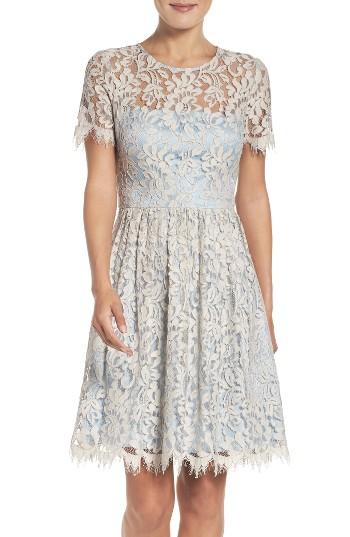 Petite Women's Eliza J Fit & Flare Dress P - Blue