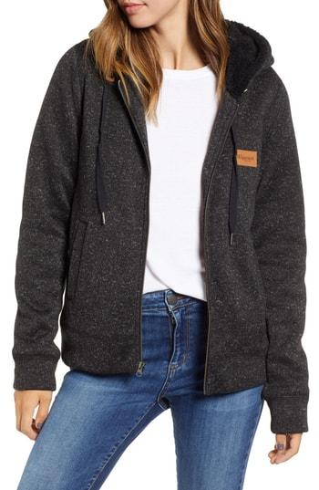 Women's Rip Curl Full Moon Zip Front Hoodie - Black