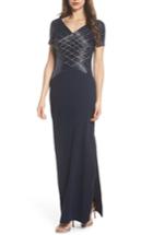 Women's Adrianna Papell Beaded Crosshatch Gown - Blue