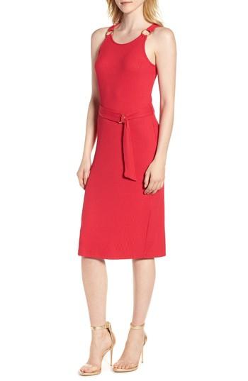 Women's Michael Michael Kors Ring Accent Rib Tank Dress - Pink