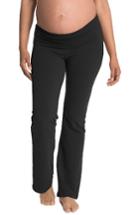 Women's Bun Maternity Cozy Wide Leg Foldover Maternity Pants - Black
