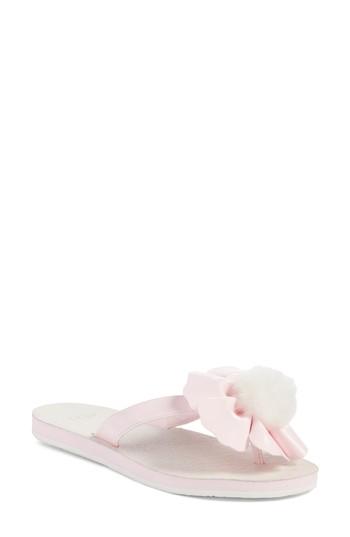 Women's Ugg Poppy Genuine Shearling Pompom Flip Flop M - Pink