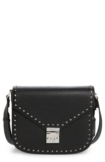 Mcm Patricia Studded Outline Leather Shoulder Bag - Black