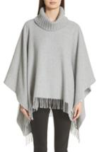 Women's Fabiana Filippi Fringe Trim Wool Blend Cape, Size - Grey