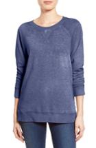 Petite Women's Caslon Burnout Sweatshirt, Size P - Blue