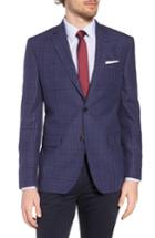 Men's Ted Baker London Jay Trim Fit Plaid Wool & Linen Sport Coat S - Blue