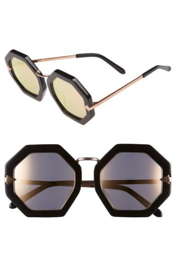 Women's Karen Walker 'moon Disco' 53mm Sunglasses - Black With Rose Gold