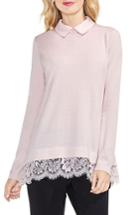 Women's Vince Camuto Lace Hem Collared Sweater - Pink