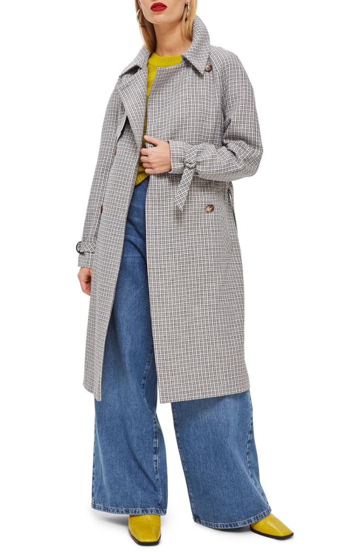Women's Topshop Angie Trench Coat Us (fits Like 0-2) - Grey