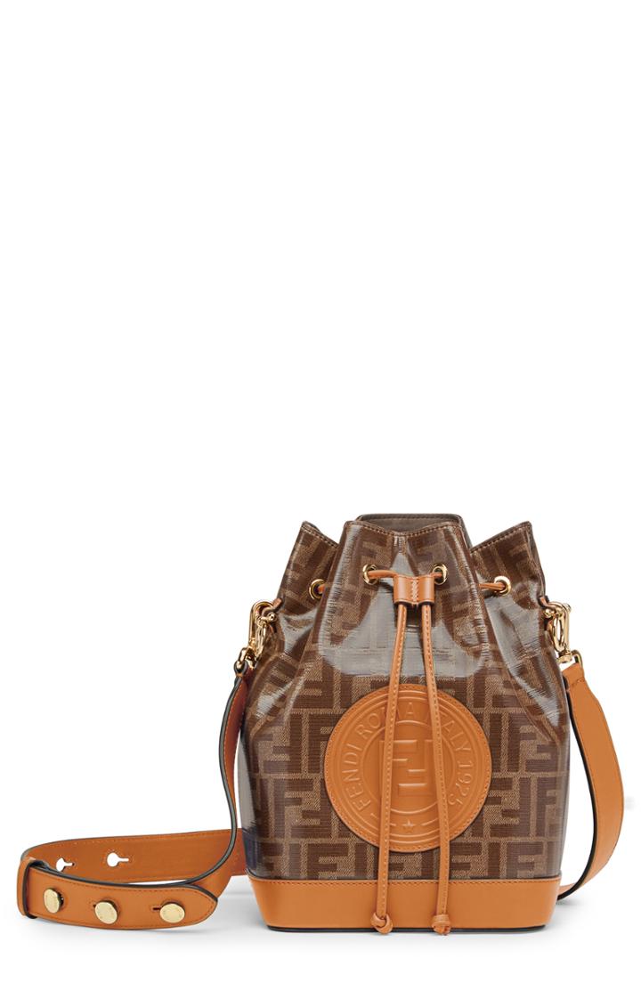 Fendi Mon Tresor Logo Canvas Bucket Bag - Brown