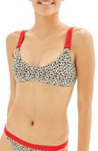 Women's Topshop Leopard Bikini Top Us (fits Like 10-12) - Beige