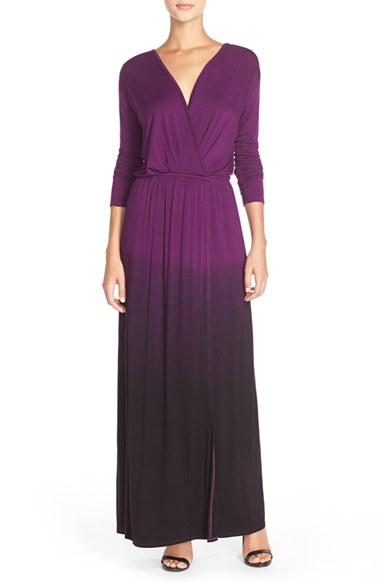 Women's Fraiche By J Tie Dye Faux Wrap Maxi Dress - Purple
