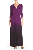 Women's Fraiche By J Tie Dye Faux Wrap Maxi Dress - Purple