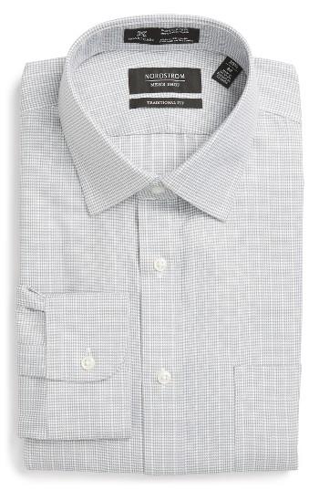 Men's Nordstrom Men's Shop Smartcare(tm) Traditional Fit Stripe Dress Shirt .5 32 - Grey
