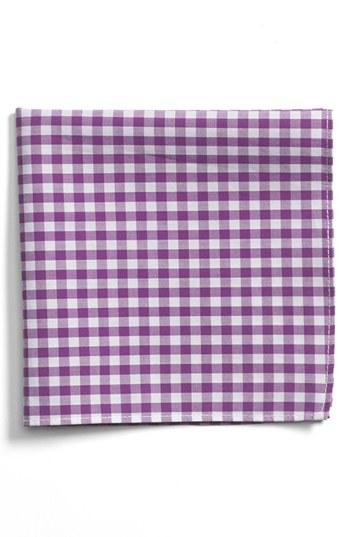 Men's 1901 Gingham Cotton Pocket Square, Size - Purple