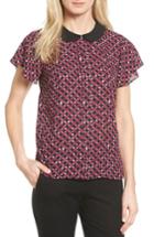 Women's Cece Contrast Collar Print Blouse - Red
