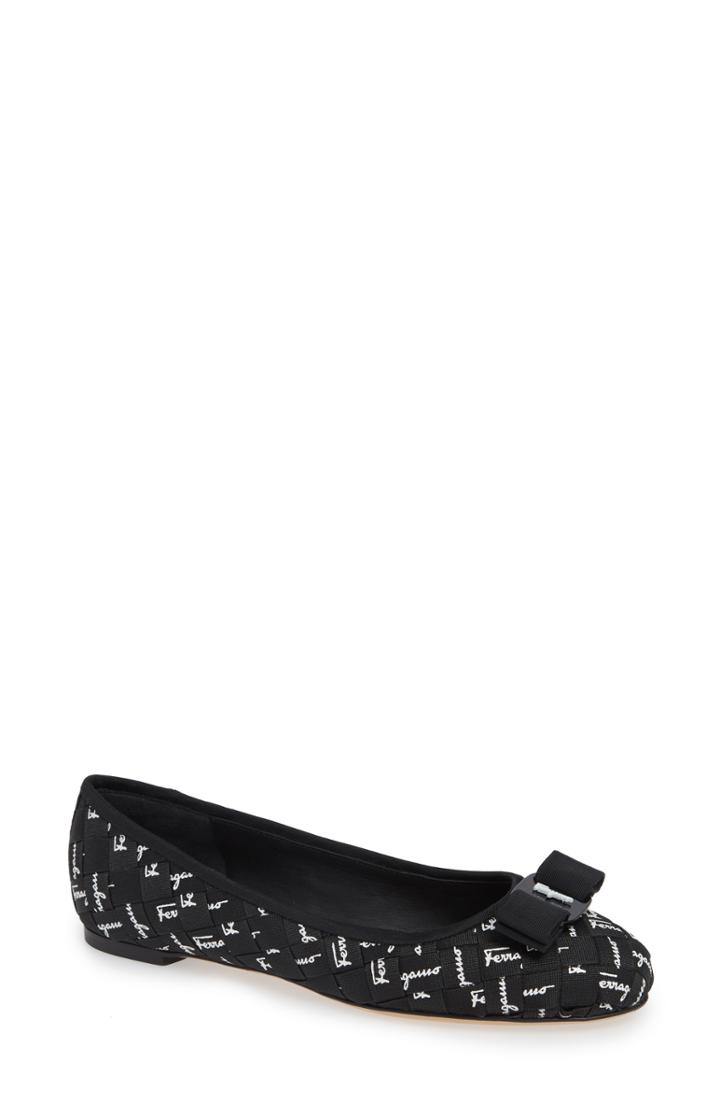 Women's Salvatore Ferragamo Varina Ribbon Flat C - Black