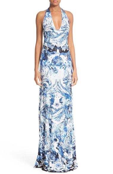 Women's Roberto Cavalli Jersey Maxi Halter Dress