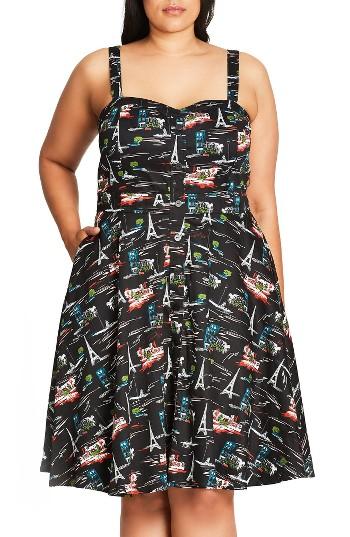 Women's City Chic Parisian Chic Print Fit & Flare Sundress