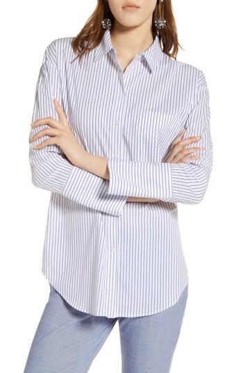 Women's Halogen Tie Front Poplin Shirt, Size - White
