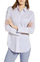 Women's Halogen Tie Front Poplin Shirt, Size - White