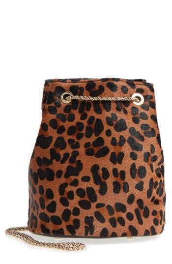 Sezane Hope Genuine Calf Hair Bucket Bag - Brown