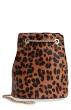 Sezane Hope Genuine Calf Hair Bucket Bag - Brown