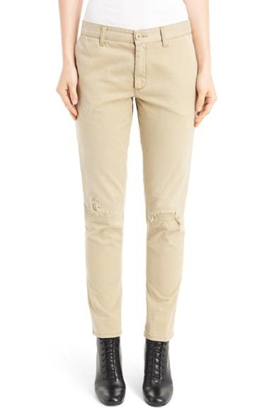 Women's Saint Laurent Rip & Repair Slim Chinos