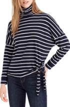 Women's J.crew Stripe Tie Waist Turtleneck, Size - White
