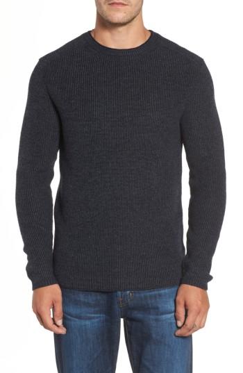 Men's Rodd & Gunn Whalers Bay Ribbed Merino Wool Sweater, Size - Blue