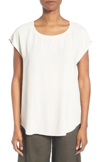 Women's Eileen Fisher Silk Crepe Georgette Top - White
