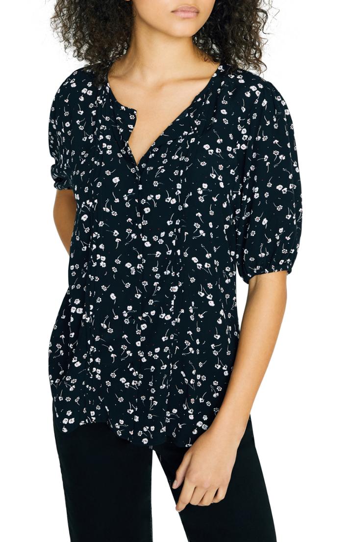 Women's Sanctuary Grace Tie Neck Blouse - Black