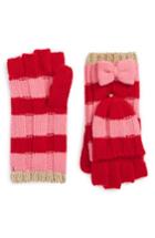 Women's Kate Spade New York Stripe Convertible Knit Mittens, Size - Red