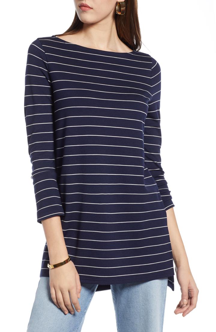 Women's Halogen Bateau Neck Tunic - Blue