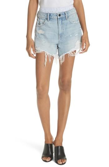 Women's T By Alexander Wang Bite Boxer Layer Denim Shorts - Blue