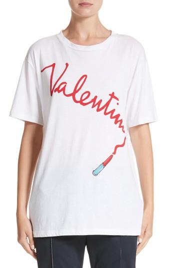 Women's Valentino Lipstick Print Tee - White