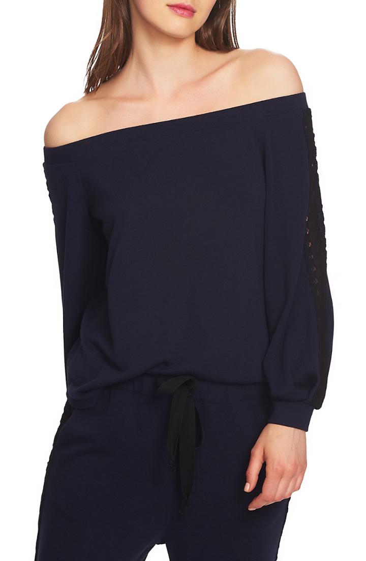 Women's 1.state Lace Detail Off The Shoulder Top - Blue