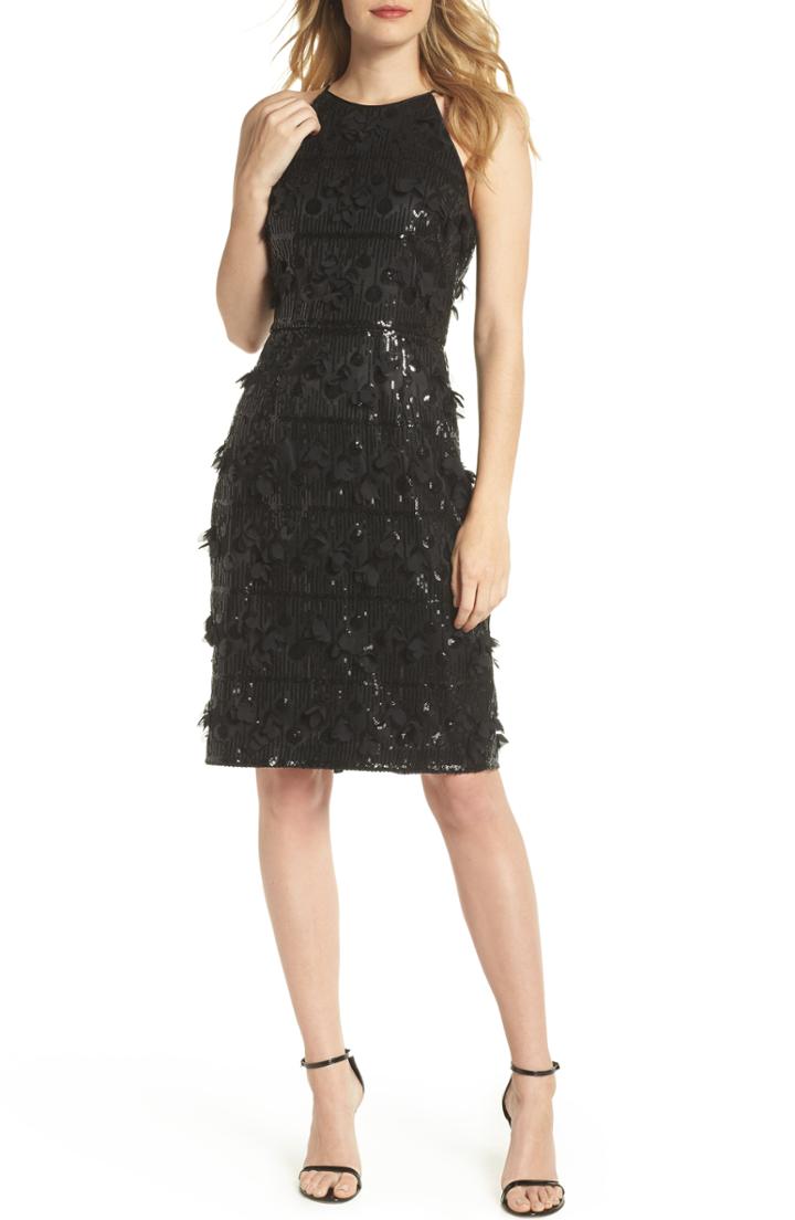 Women's Eliza J 3d Floral & Sequin Cocktail Dress