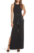 Women's Vince Camuto Taffeta Belt Laguna Crepe Jumpsuit - Black