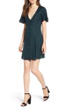 Women's Bp. Plaid Button Front Dress, Size - Green