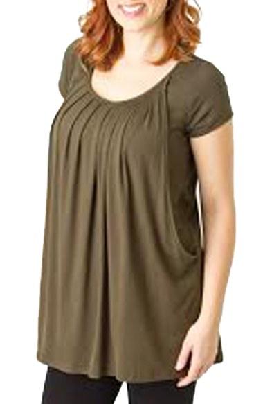 Women's Savi Mom 'the Short Sleeve' Pleated Maternity/nursing Top - Green