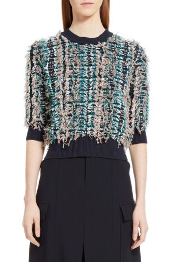 Women's Chloe Fringe Knit Sweater - Blue