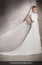 Women's Pronovias Ana Embellished Cap Sleeve A-line Gown, Size - Ivory