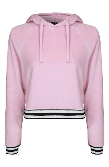 Women's Topshop Stripe Edge Velour Hoodie