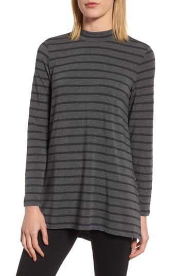 Women's Eileen Fisher Stripe Stretch Tencel Tunic - Grey