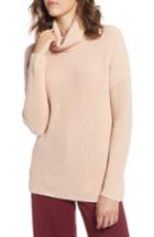 Women's Halogen Oversized Turtleneck Tunic Sweater - Pink