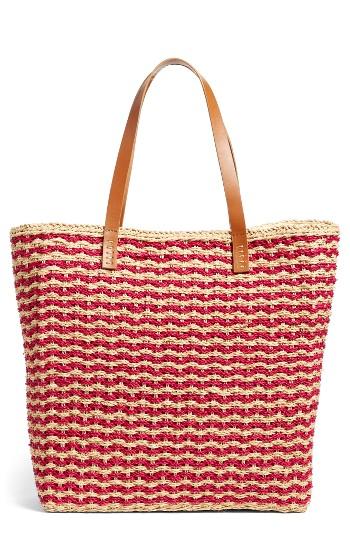 Nordstrom Stripe Raffia Tote - Pink