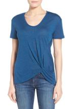 Petite Women's Halogen Knot Front Tee, Size P - Blue