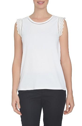 Women's Cece Eyelet Ruffle Knit Top - Ivory