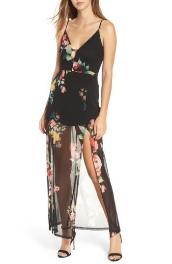 Women's Floral Maxi Dress - Black